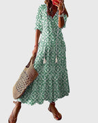 Amalia Collection | Women's Boho Vintage Summer Dress with Flattering V-Neckline | Lightweight and Versatile for Effortless Style 1