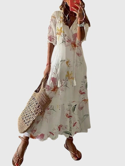 Amalia Collection | Women's Boho Vintage Summer Dress with Flattering V-Neckline | Lightweight and Versatile for Effortless Style 7