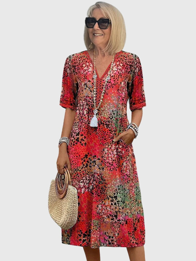 Bella Collection | Women's Floral Midi Dress with Flattering Fit | Elegant Style for Wedding Guests
