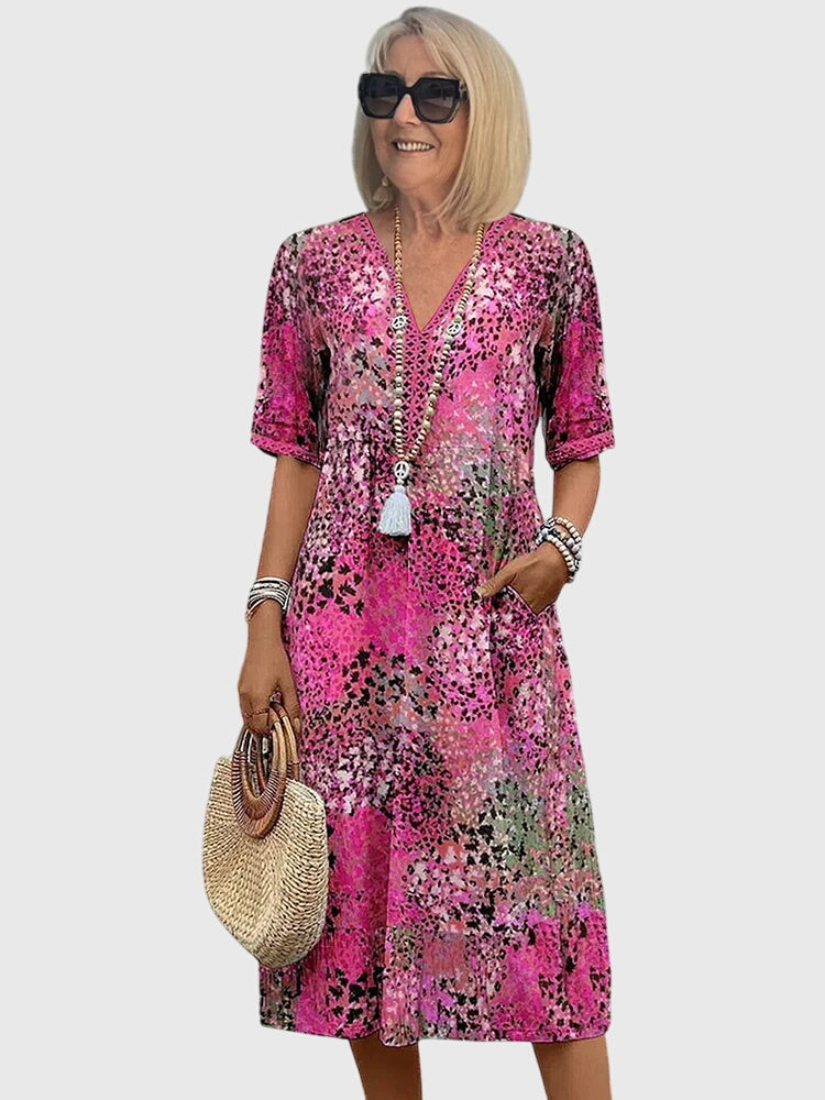 Bella Collection | Women's Floral Midi Dress with Flattering Fit | Elegant Style for Wedding Guests