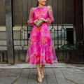 Blair Collection | Women's Floral Midi Dress with Elegant Long Sleeves | Perfect for Wedding Guests and Special Occasions 0