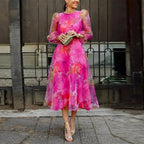 Blair Collection | Women's Floral Midi Dress with Elegant Long Sleeves | Perfect for Wedding Guests and Special Occasions 0