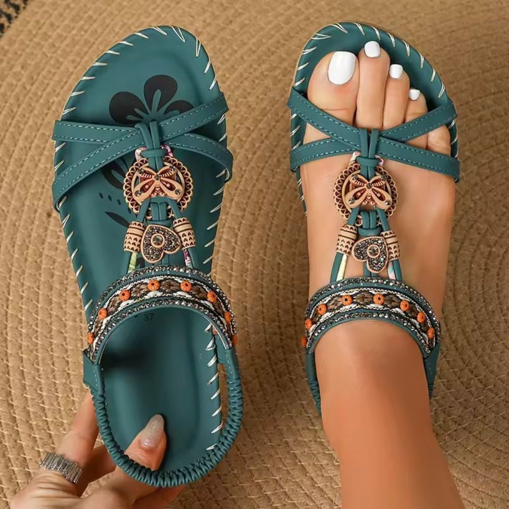 Boho Woven Women's Sandals with Ergonomic Sole | Comfortable Fit for All-Day Wear
