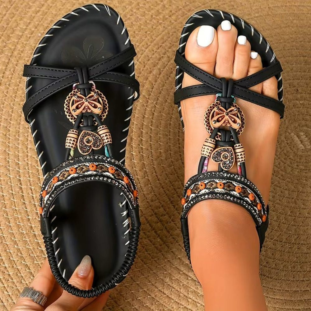 Boho Woven Women's Sandals with Ergonomic Sole | Comfortable Fit for All-Day Wear