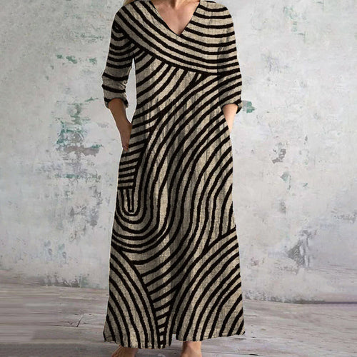 Bonnie Collection | Women's Vintage Striped Dress with Flattering V-Neckline | Effortless Style for Summer Outings