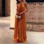 Carmen Collection | Women's Maxi Dress with Pleated Halter Neck Design | Elegant Evening Wear for Sophisticated Style