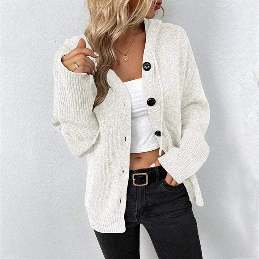 Casual Women's Hooded Black Cardigan Sweater for Everyday Comfort and Versatile Layering 1
