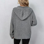 Casual Women's Hooded Black Cardigan Sweater for Everyday Comfort and Versatile Layering 2