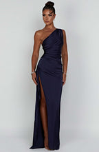 Celeste Collection | Women's Bodycon Dress with One-Shoulder Design | Elegant Satin Fabric for Timeless Glamour