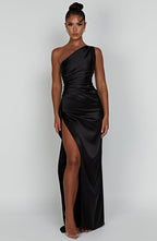 Celeste Collection | Women's Bodycon Dress with One-Shoulder Design | Elegant Satin Fabric for Timeless Glamour
