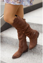 Chic Black Women's Knee High Winter Boots with Slouchy Design 5