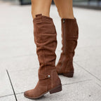 Chic Black Women's Knee High Winter Boots with Slouchy Design 7