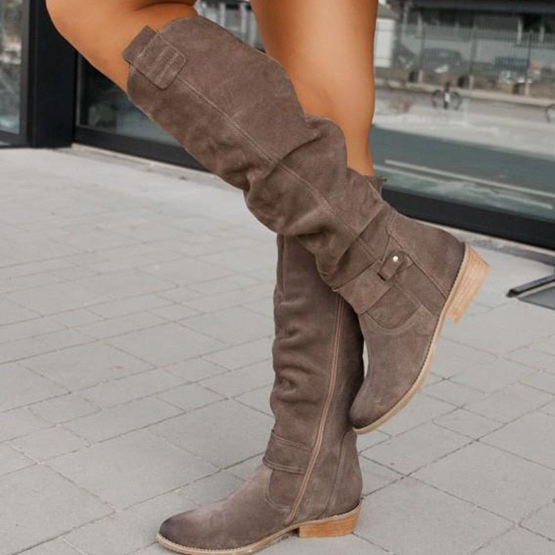 Chic Black Women's Knee High Winter Boots with Slouchy Design 8