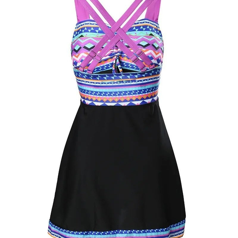 Chic Collection | Swim Dress for Women with Adjustable Ruched Bust | Flattering Beach Cover Up Dress for Poolside Confidence
