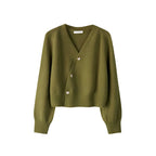 Chic Collection | Women's Cropped Cardigan Sweater with V-Neck & Asymmetric Button Front | Stylish Layering Piece for Effortless Fashion 2