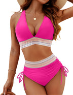 Chic High Waisted Bikini Set with Tummy Control & Push-Up Support for Confidence