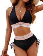 Chic High Waisted Bikini Set with Tummy Control & Push-Up Support for Confidence