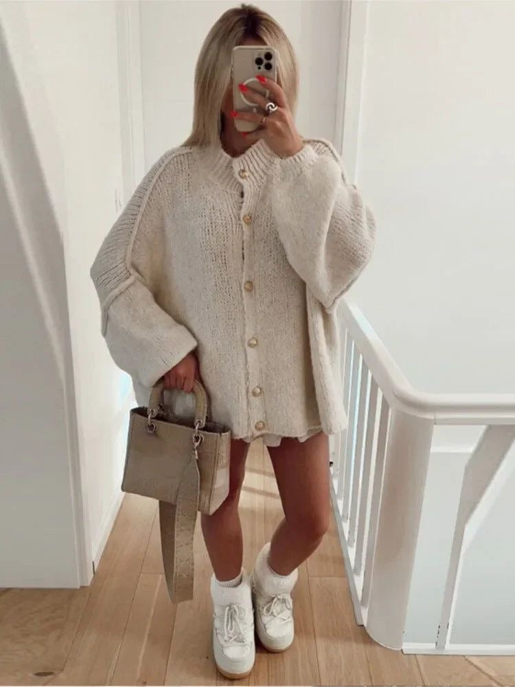 Chic Layering | Women's Cardigan Sweater with Gold Buttons | Soft Knit for All-Season Style 1