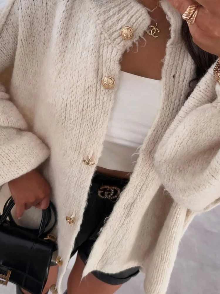 Chic Layering | Women's Cardigan Sweater with Gold Buttons | Soft Knit for All-Season Style 8