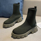 Chic Women's Platform Ankle Boots with Stretchy Knit Fit and Chunky Sole 1