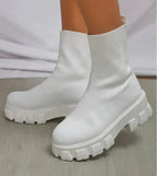 Chic Women's Platform Ankle Boots with Stretchy Knit Fit and Chunky Sole 2