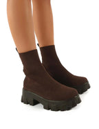 Chic Women's Platform Ankle Boots with Stretchy Knit Fit and Chunky Sole 3