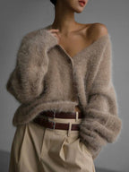 Cozy Knit | Women's Cardigan Sweater with Soft Faux Mink Fabric | Relaxed Fit for Everyday Comfort 0