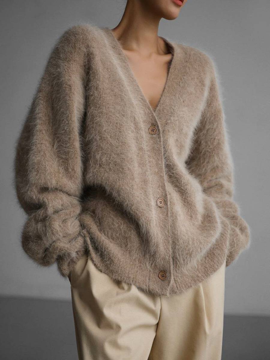 Cozy Knit | Women's Cardigan Sweater with Soft Faux Mink Fabric | Relaxed Fit for Everyday Comfort 1