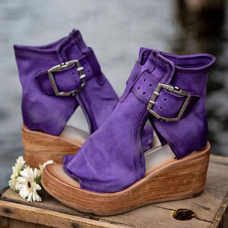 Dawn | Black Wedge Sandals for Women with Orthopedic Support | Comfortable Footwear for All-Day Wear