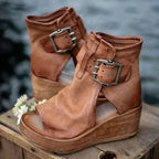 Dawn | Black Wedge Sandals for Women with Orthopedic Support | Comfortable Footwear for All-Day Wear