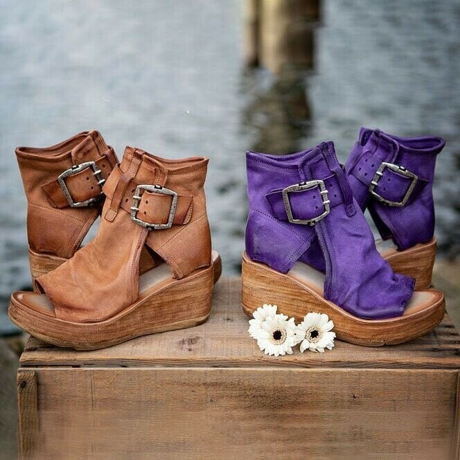 Dawn | Black Wedge Sandals for Women with Orthopedic Support | Comfortable Footwear for All-Day Wear
