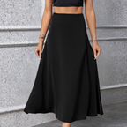 Elegant Black Midi Skirt for Women | High-Waisted A-Line Design 0