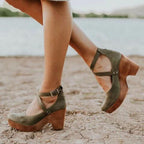 Elegant Black Wedge Heels for Women with Adjustable Ankle Strap | All-Day Comfort and Chic Versatility