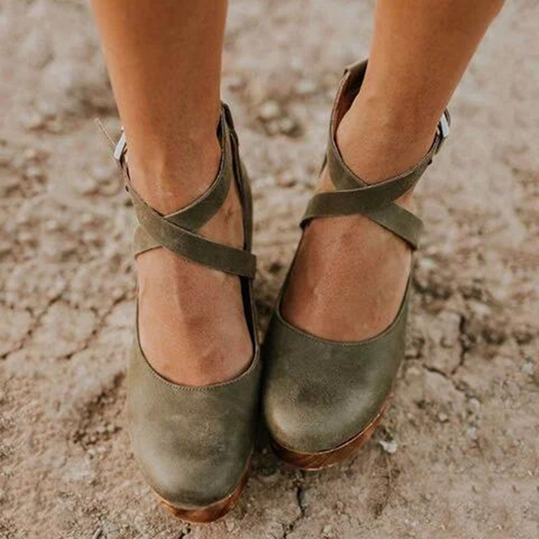 Elegant Black Wedge Heels for Women with Adjustable Ankle Strap | All-Day Comfort and Chic Versatility