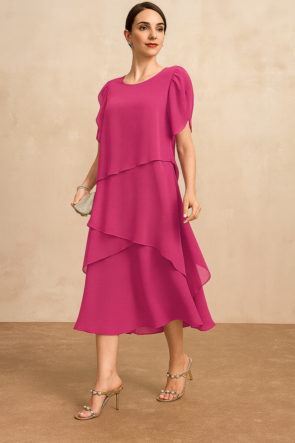Elegant Chiffon Dress | Women's Dress with Flattering Silhouette | Perfect for Weddings and Summer Events