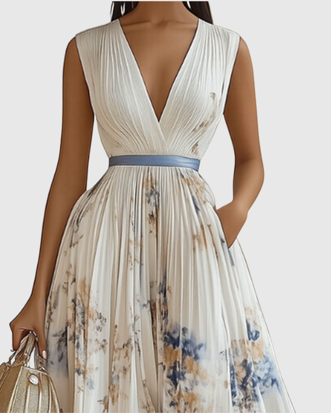 Elegant Collection | Floral Maxi Dress with Long Sleeves & Ribbon Tie | Flattering Fit for Graceful Movement 1