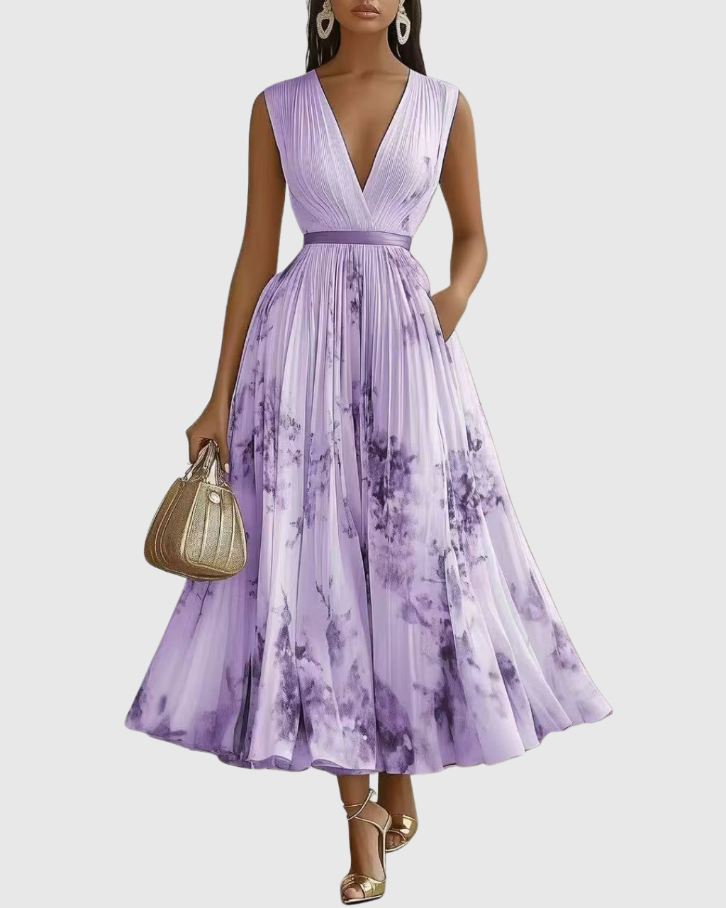 Elegant Collection | Floral Maxi Dress with Long Sleeves & Ribbon Tie | Flattering Fit for Graceful Movement 10