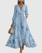 Elegant Collection | Floral Maxi Dress with Long Sleeves & Ribbon Tie | Flattering Fit for Graceful Movement 5