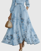 Elegant Collection | Floral Maxi Dress with Long Sleeves & Ribbon Tie | Flattering Fit for Graceful Movement 6