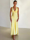 Elegant Collection | Floral Maxi Dress with V-Neck & Bow-Back Detail | Timeless Style for Effortless Elegance