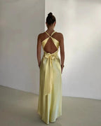 Elegant Collection | Floral Maxi Dress with V-Neck & Bow-Back Detail | Timeless Style for Effortless Elegance