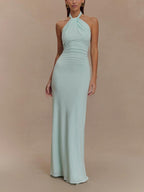 Elegant Collection | Halter Maxi Dress with Ruched Detailing | Stylish Long Dress for Timeless Sophistication