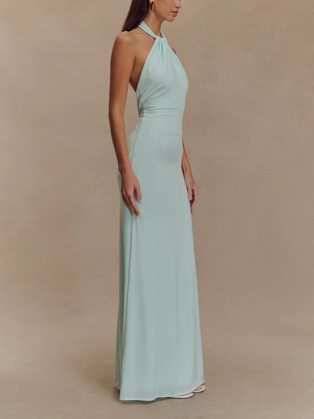 Elegant Collection | Halter Maxi Dress with Ruched Detailing | Stylish Long Dress for Timeless Sophistication