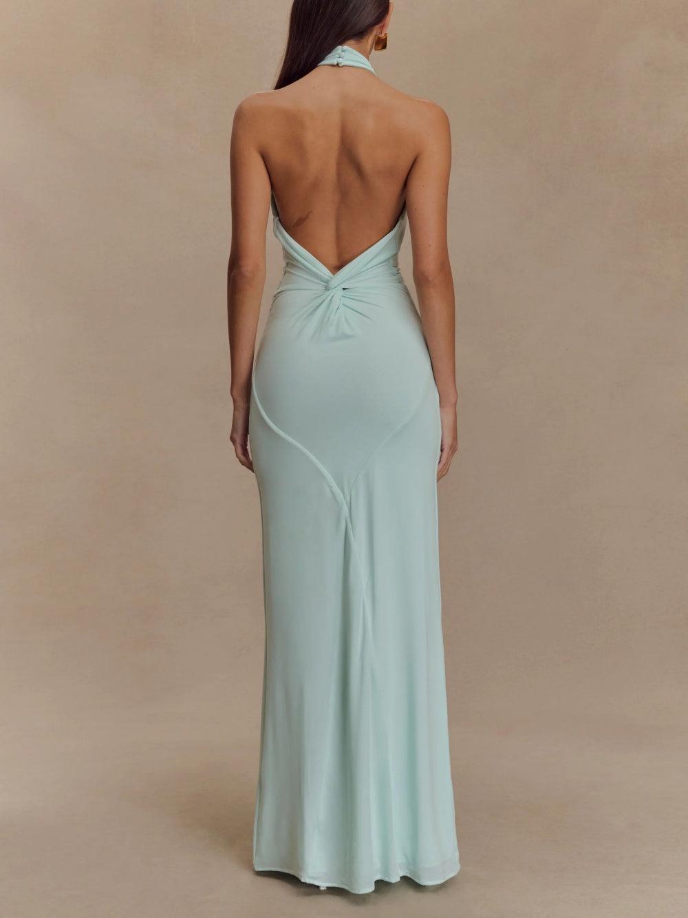 Elegant Collection | Halter Maxi Dress with Ruched Detailing | Stylish Long Dress for Timeless Sophistication