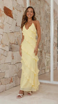 Elegant Collection | Maxi Dress for Women with Cascading Ruffles | Flattering A-Line Silhouette for Effortless Style