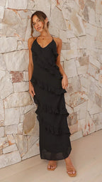 Elegant Collection | Maxi Dress for Women with Cascading Ruffles | Flattering A-Line Silhouette for Effortless Style