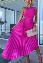 Elegant Collection | Maxi Dress for Women with One Shoulder Pleated Design | Flattering Fit for Special Occasions 3