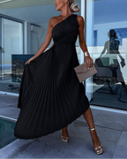 Elegant Collection | Maxi Dress for Women with One Shoulder Pleated Design | Flattering Fit for Special Occasions 4