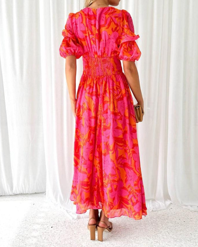 Elegant Collection | Maxi Dress with Chic Puff Sleeves | Flattering Fit for Effortless Style
