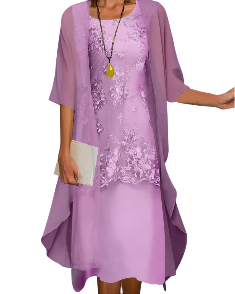 Elegant Collection | White Midi Dress with Flowing Sheer Sleeves | Long Sleeve Design for Effortless Style 2